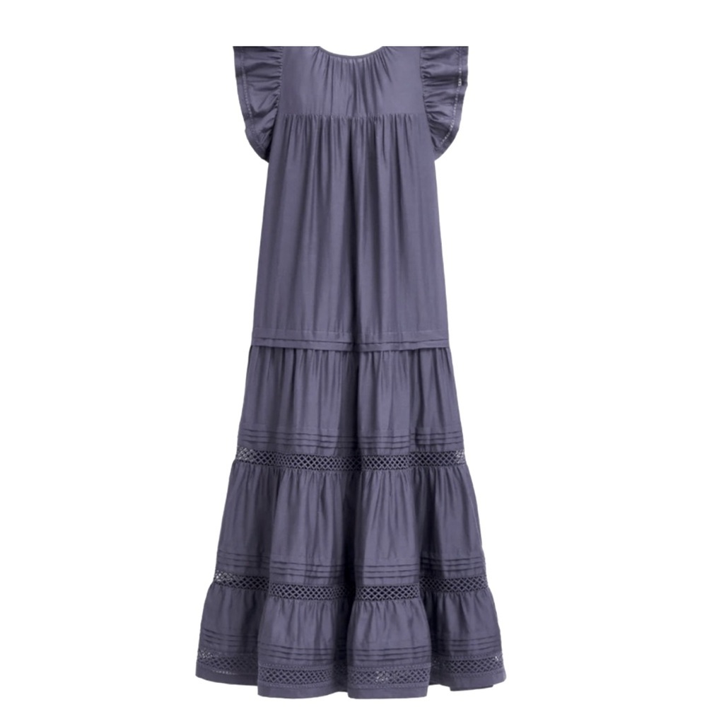 Marie Oliver Flutter Sleeve Willow Dress Silk Blend Midi in Oxford Size XS